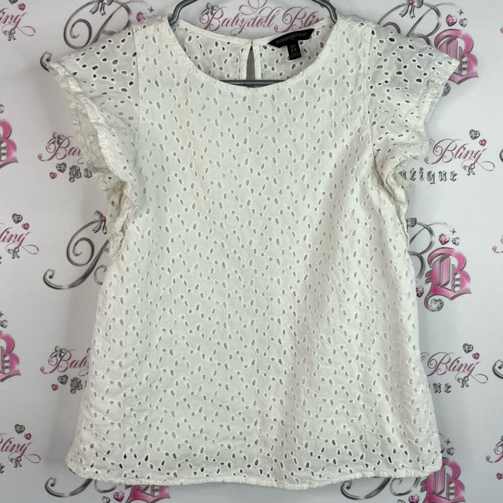 Banana Republic White Eyelet Blouse